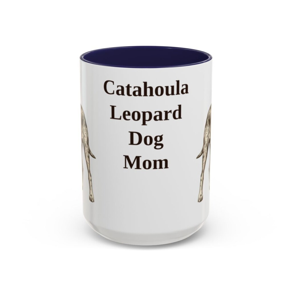 15oz catahoula leopard dog mug, Navy