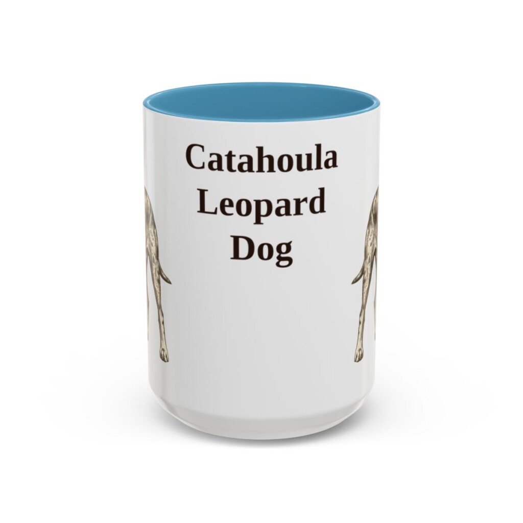 15oz catahoula leopard dog mug, Light Blue