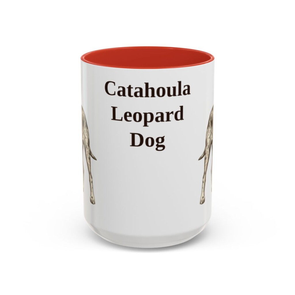 15oz catahoula leopard dog mug, Red
