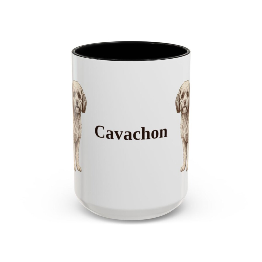 15oz Cavachon Mug, Black, front view