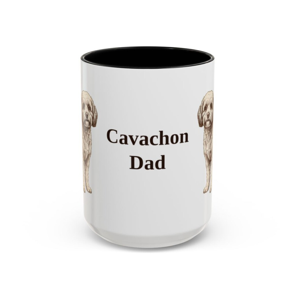 15oz Cavachon Dog Dad Mug, Black, front view