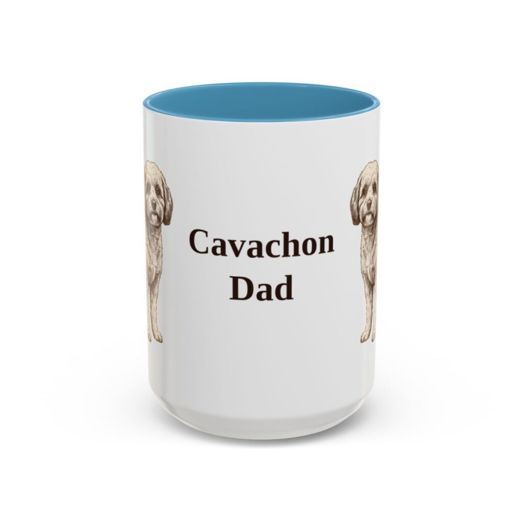 15oz Cavachon Dog Dad Mug, Light Blue, front view