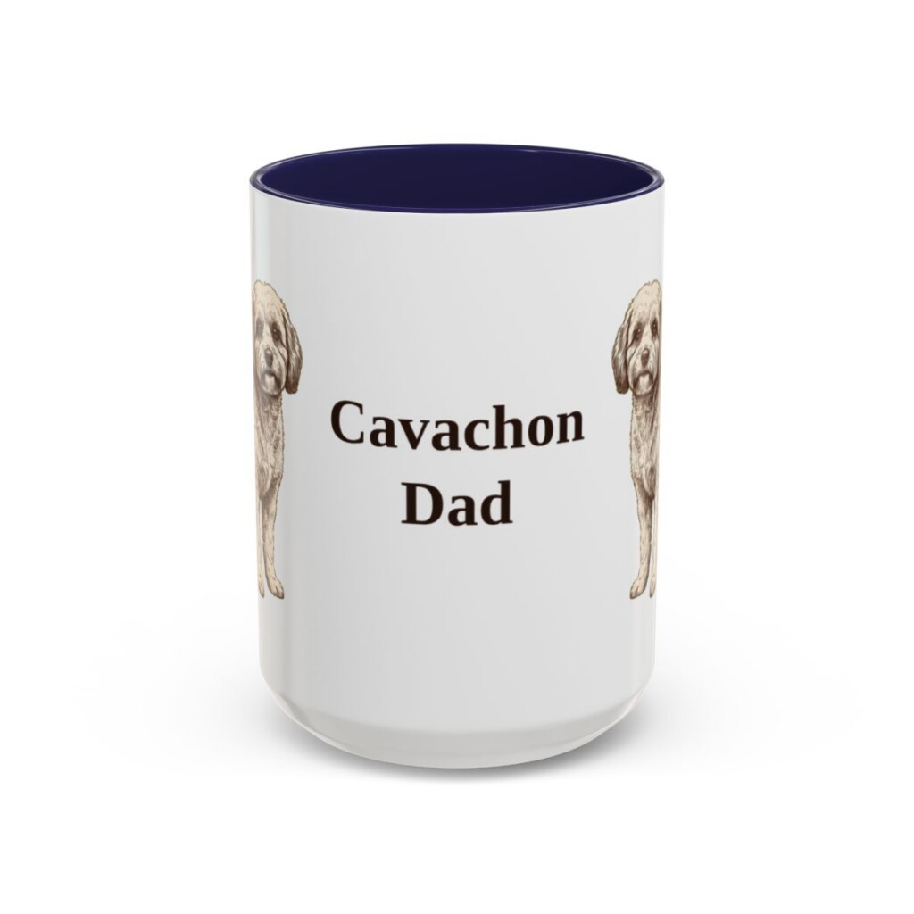 15oz Cavachon Dog Dad Mug, Navy, front view