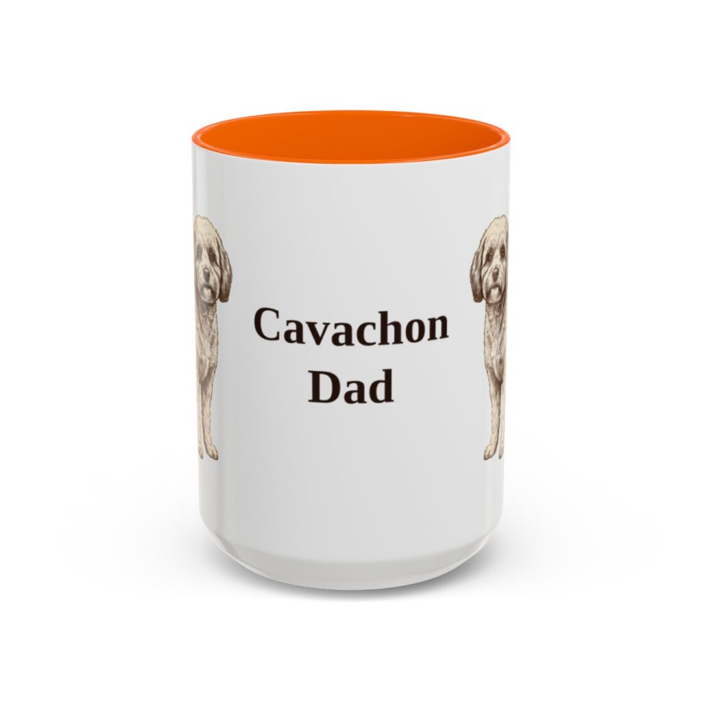15oz Cavachon Dog Dad Mug, Orange, front view