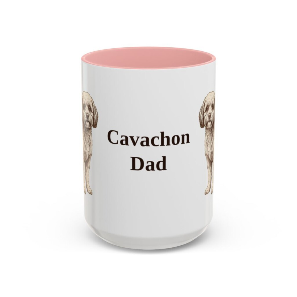 15oz Cavachon Dog Dad Mug, Pink, front view