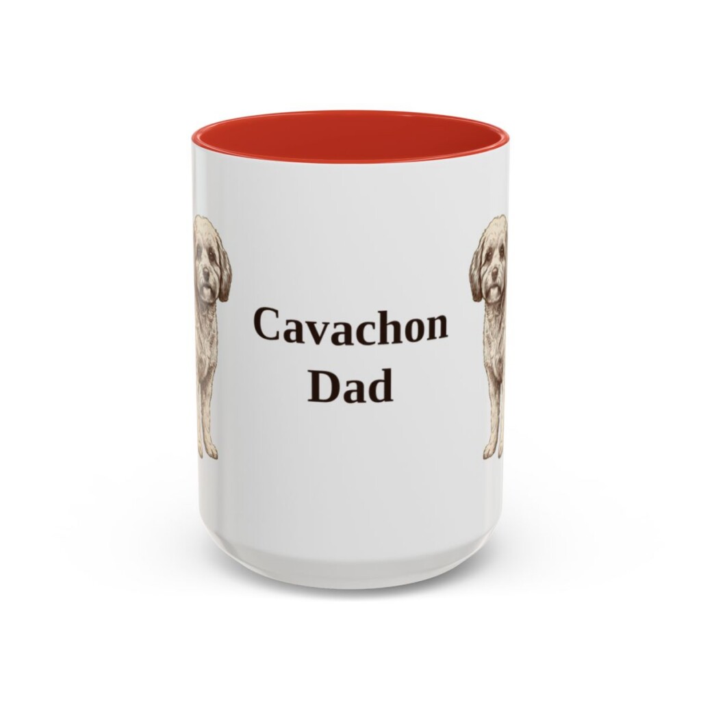 15oz Cavachon Dog Dad Mug, Red, front view