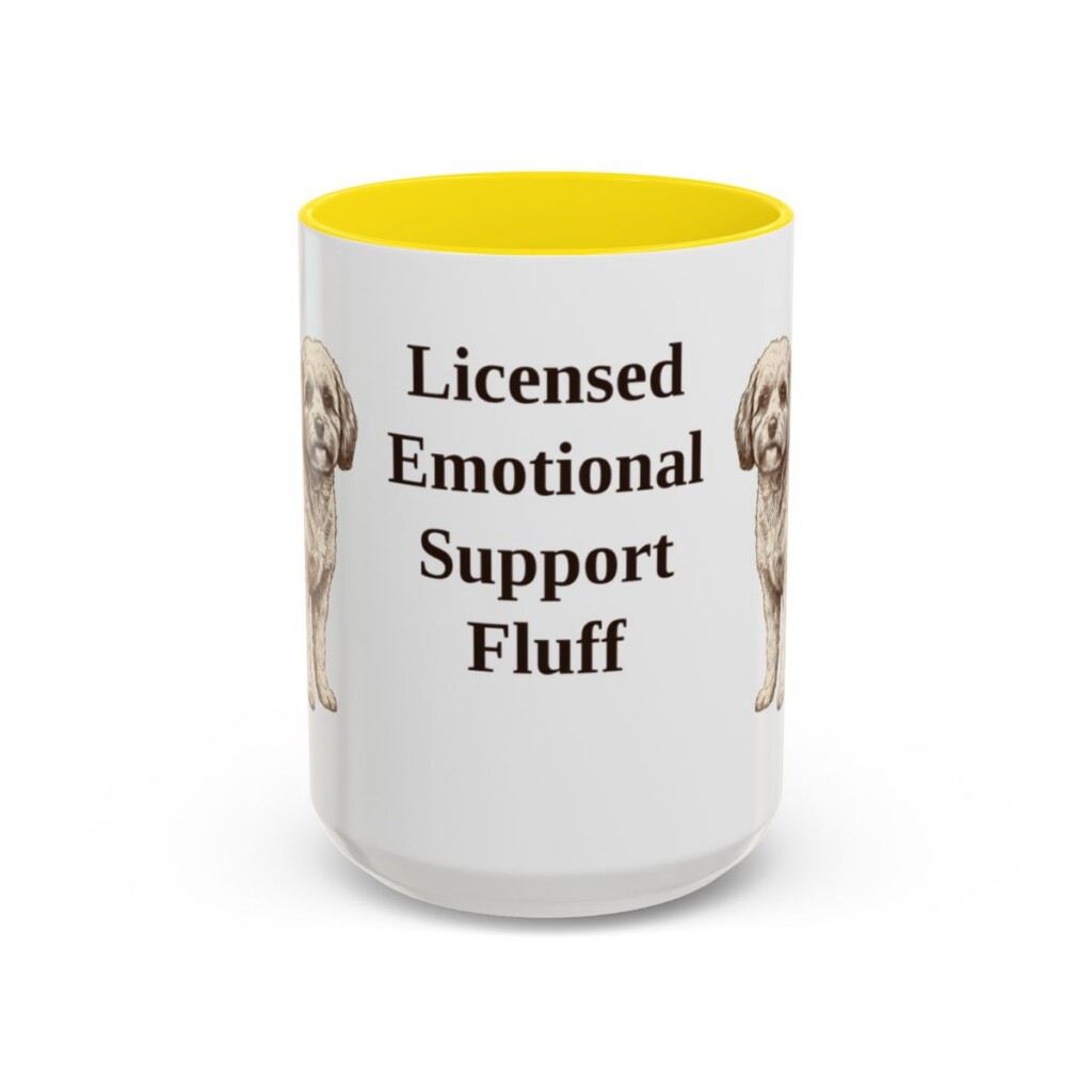 15oz-cavachon-mug-humor-yellow 15oz Funny Cavachon Mug, Yellow, front view