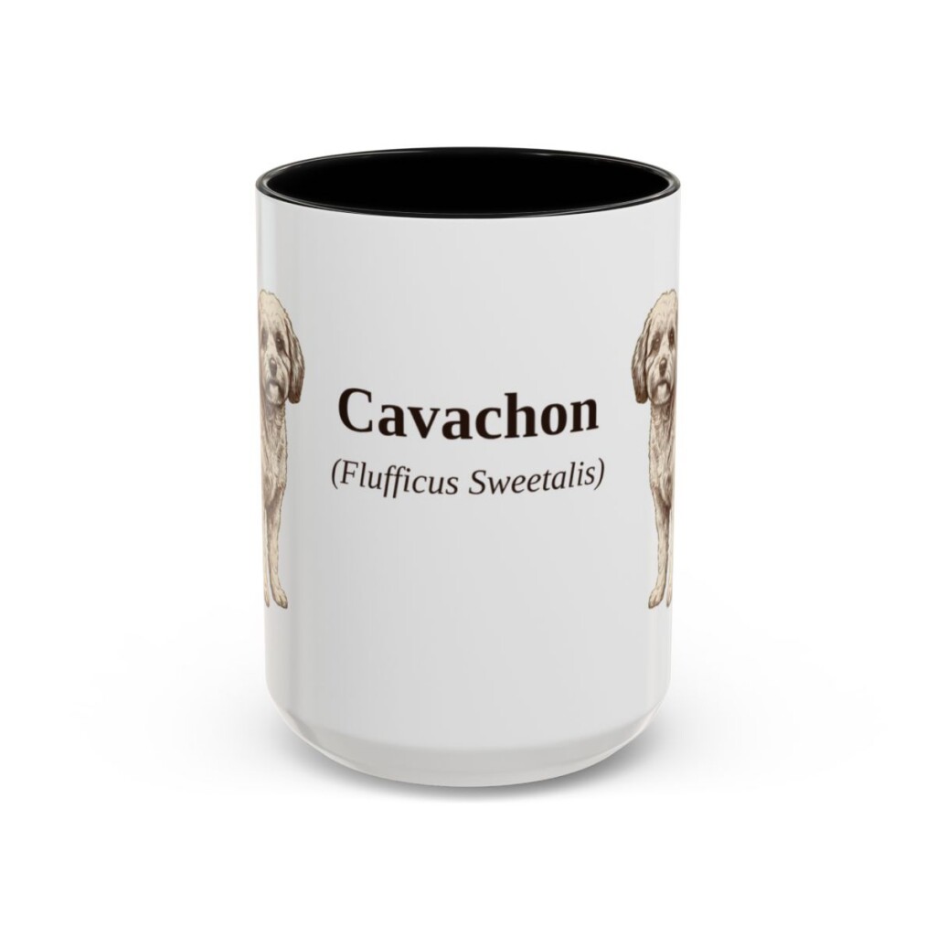 15oz Cavachon Latin Mug, Black, front view