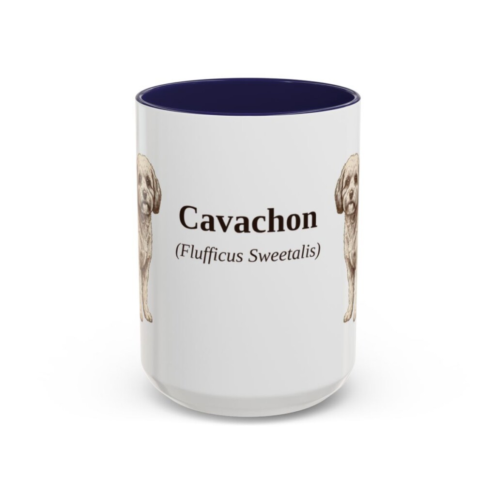 15oz Cavachon Latin Mug, Navy, front view