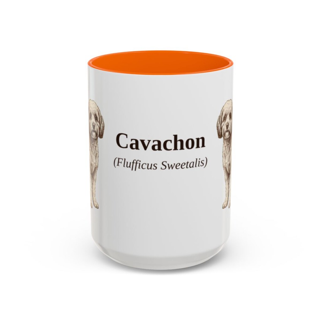 15oz Cavachon Latin Mug, Orange, front view
