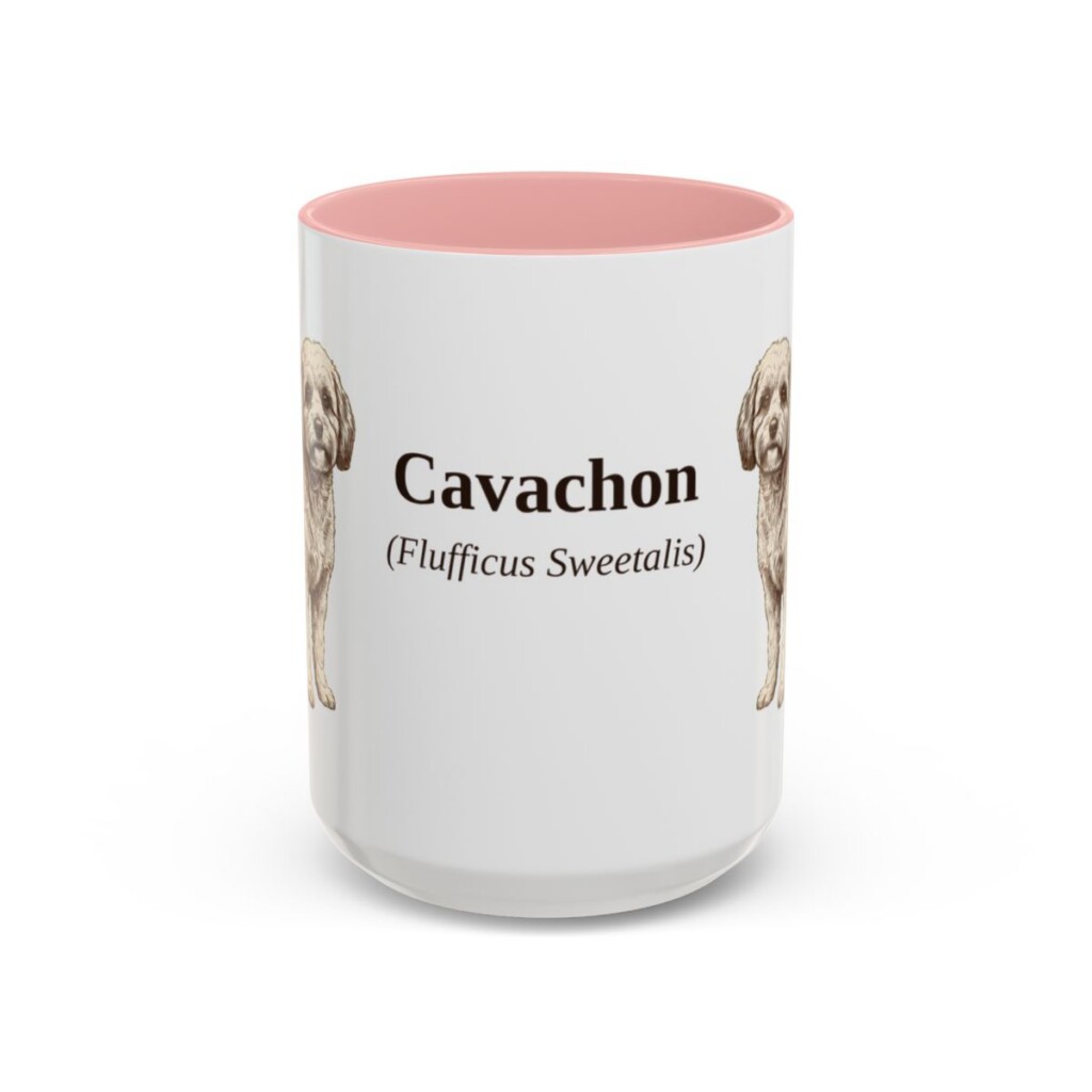 15oz Cavachon Latin Mug, Pink, front view