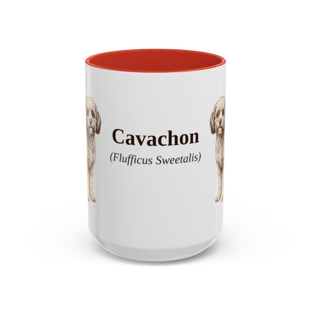 15oz Cavachon Latin Mug, Red, front view
