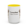 15oz Cavachon Latin Mug, Yellow, front view
