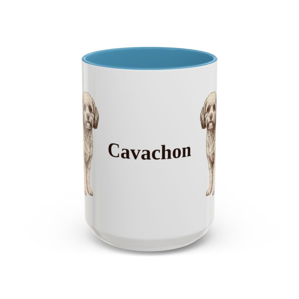 15oz Cavachon Mug, Light Blue, front view
