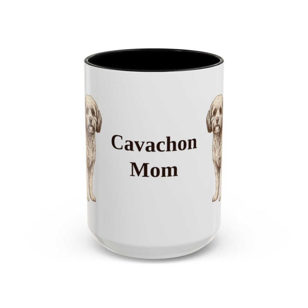 15oz Cavachon Dog Mom Mug, Black, front view