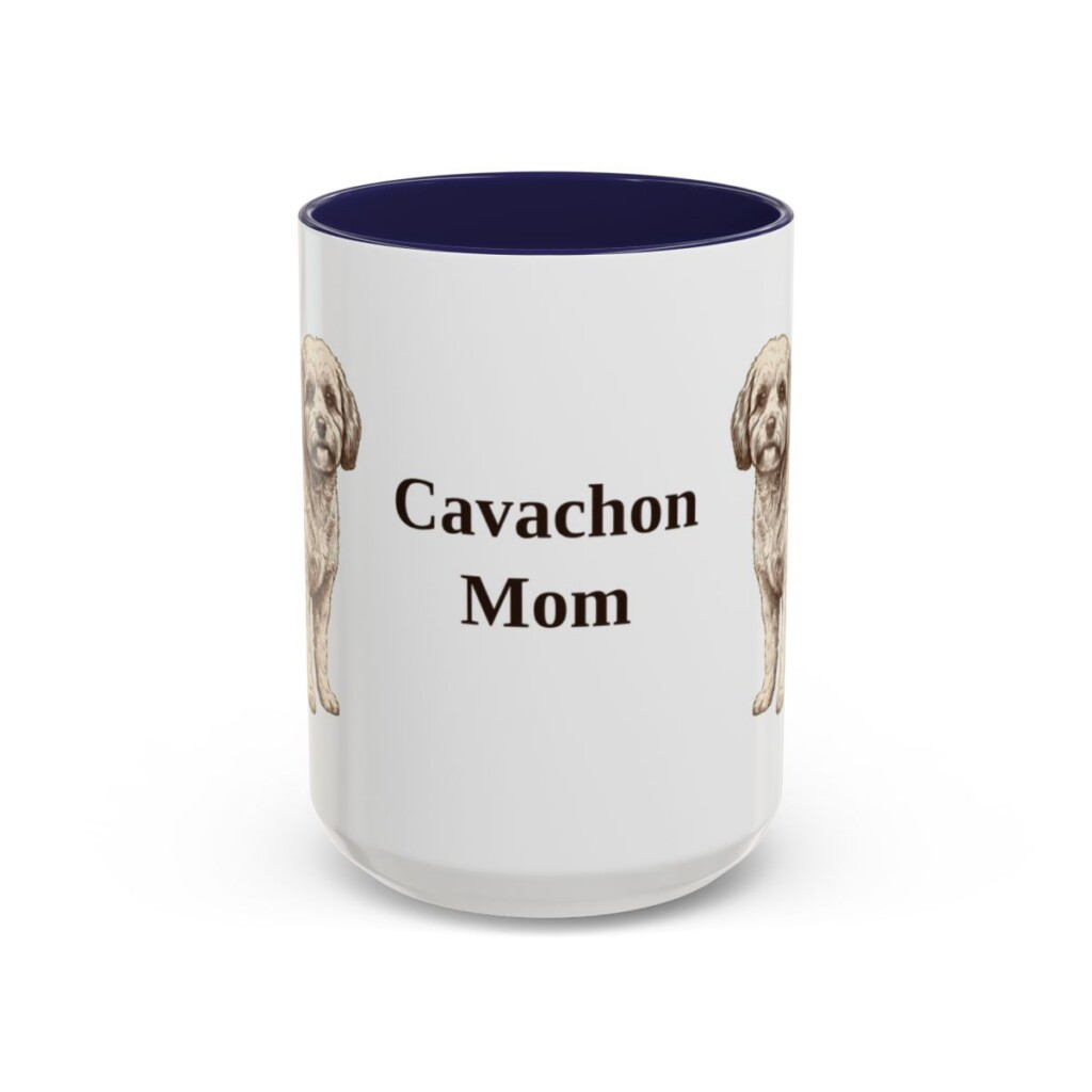 15oz Cavachon Dog Mom Mug, Navy, front view