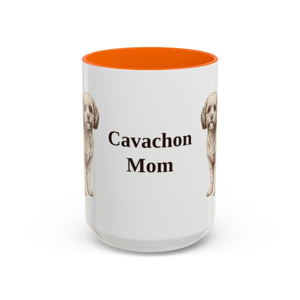 15oz Cavachon Dog Mom Mug, Orange, front view
