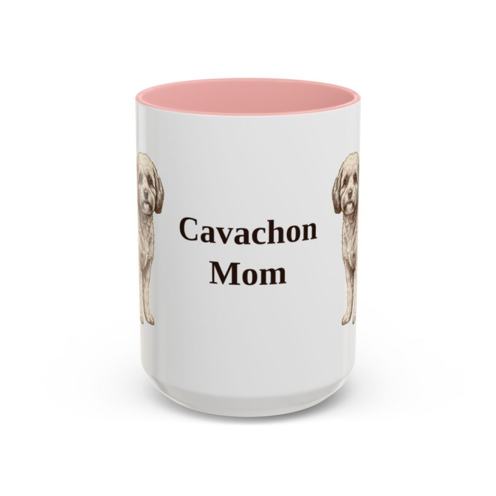 15oz Cavachon Dog Mom Mug, Pink, front view