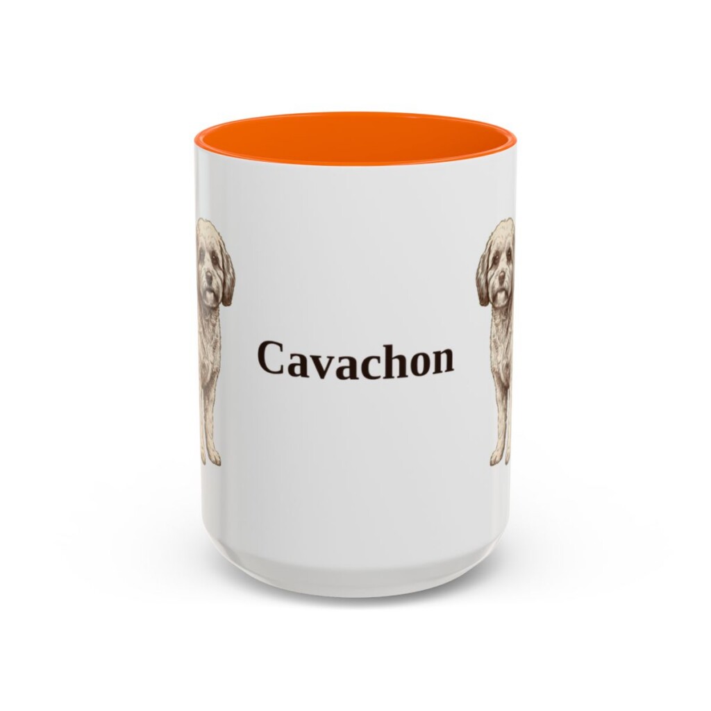 15oz Cavachon Mug, Orange, front view