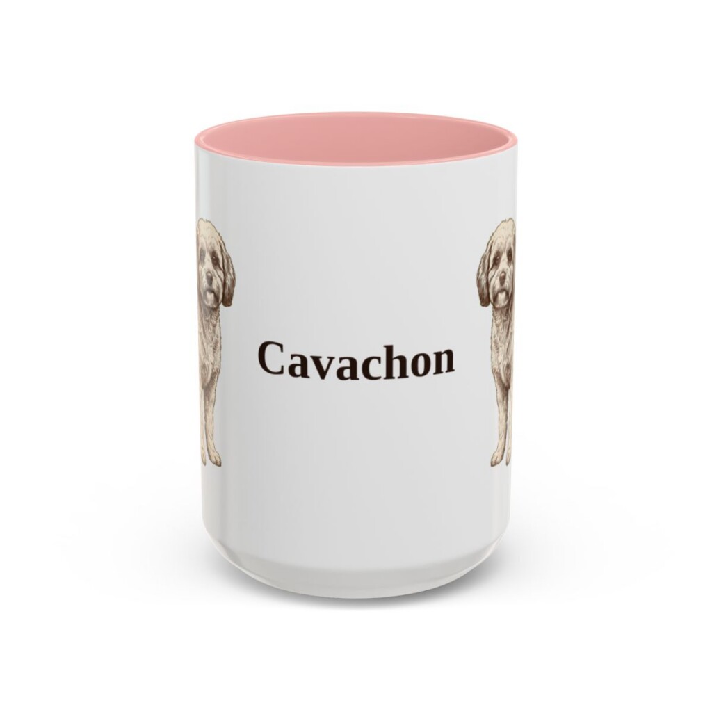 15oz Cavachon Mug, Pink, front view