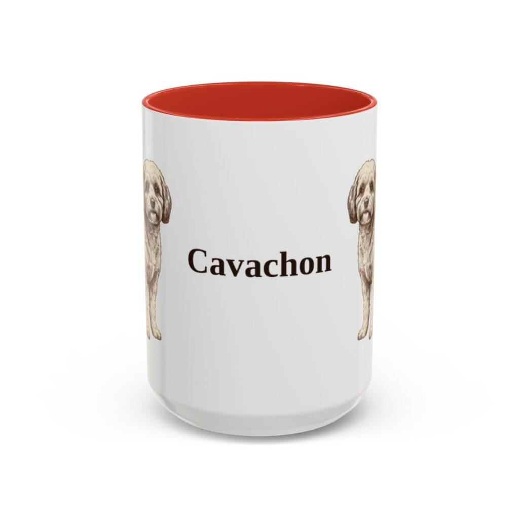 15oz Cavachon Mug, Red, front view