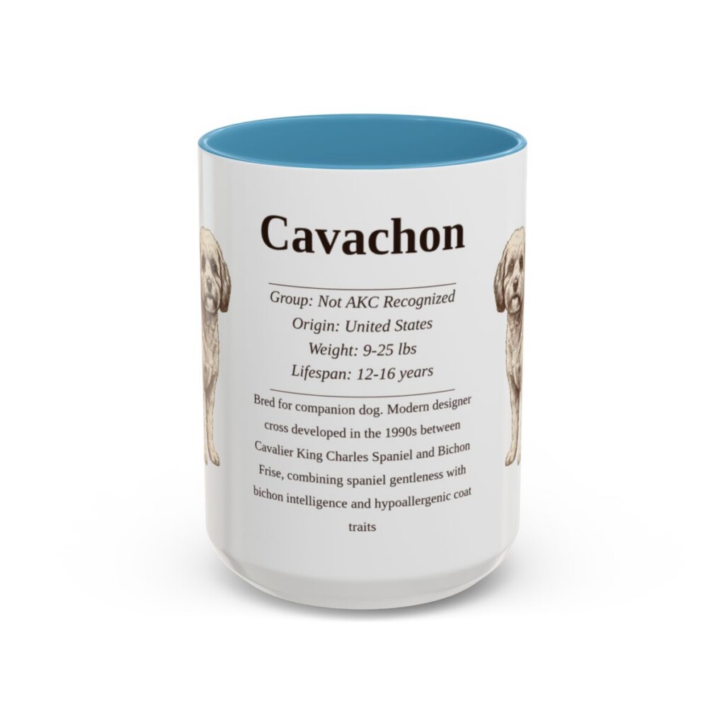 15oz Cavachon Mug, Light Blue, front view