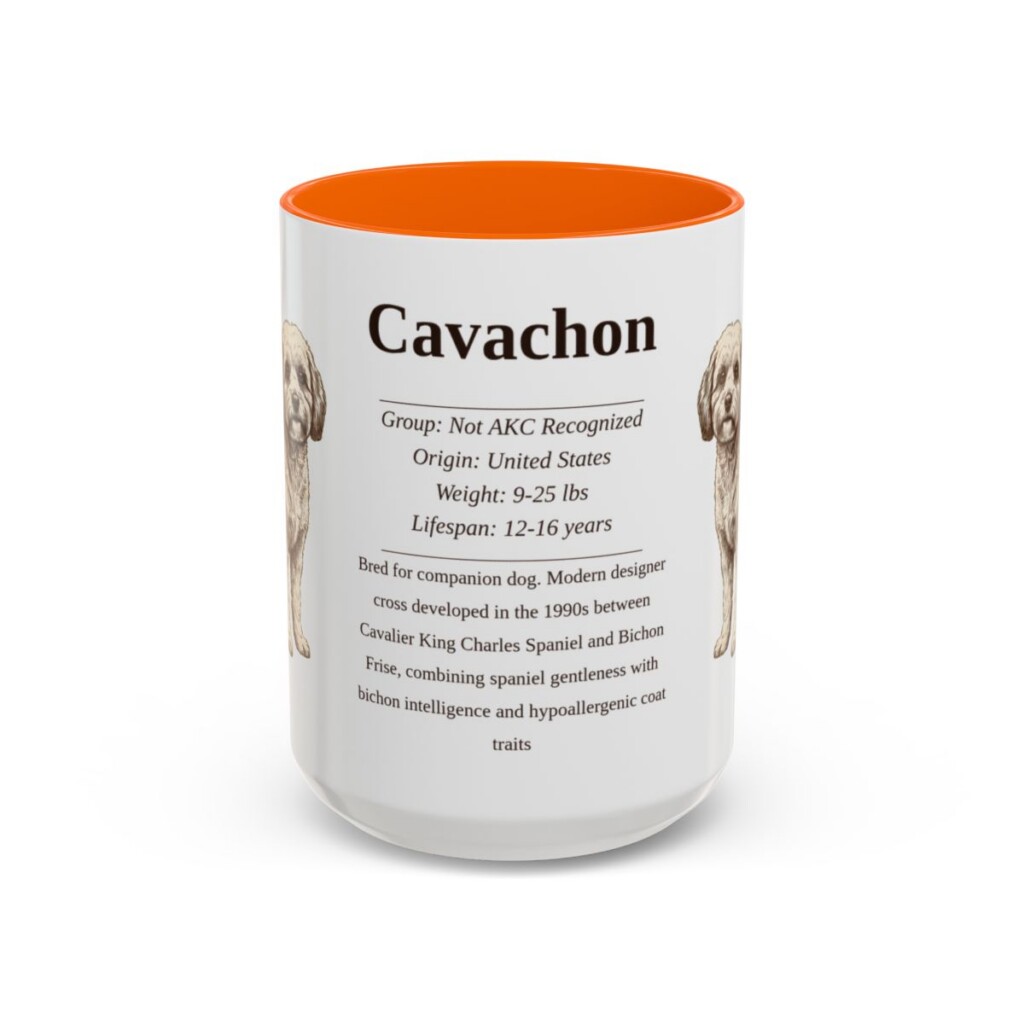 15oz Cavachon Mug, Orange, front view