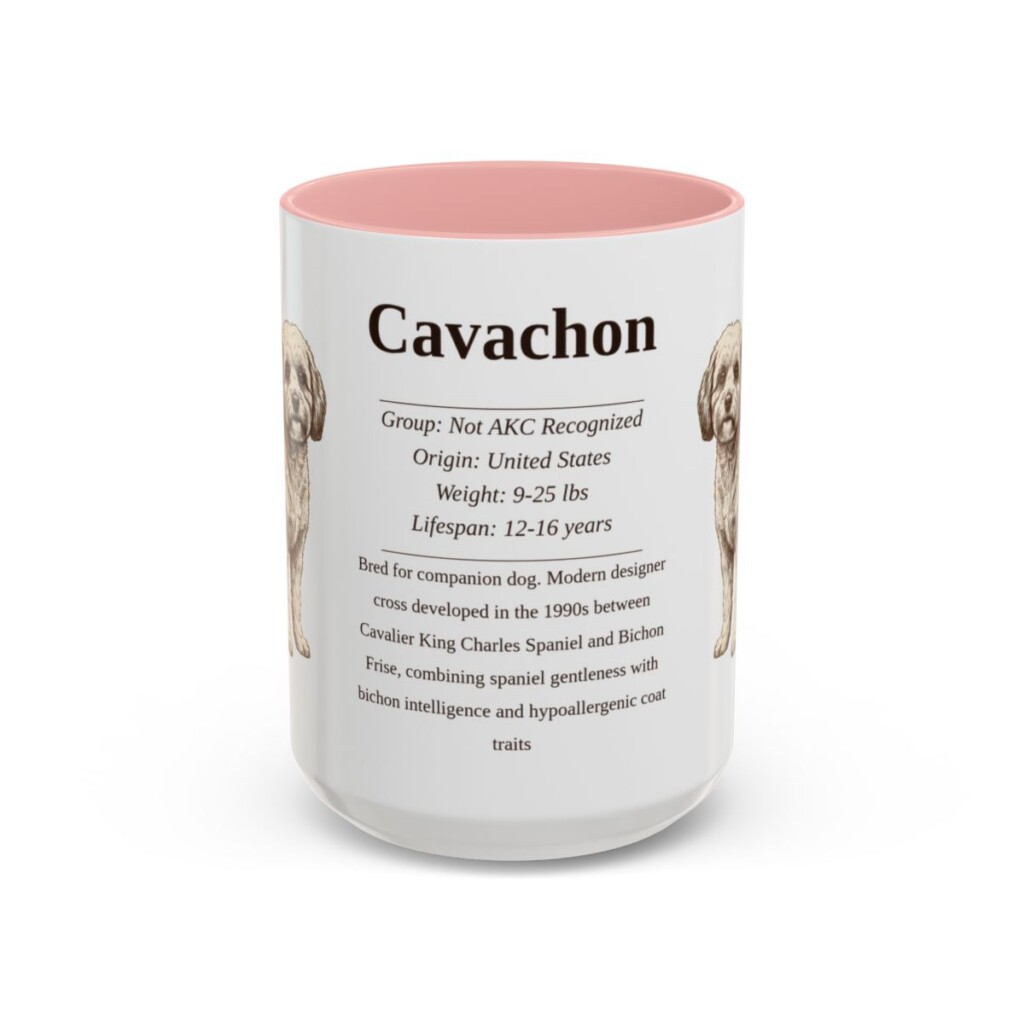 15oz Cavachon Mug, Pink, front view
