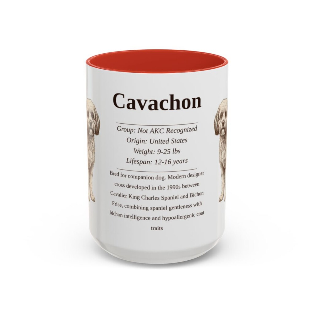15oz Cavachon Mug, Red, front view