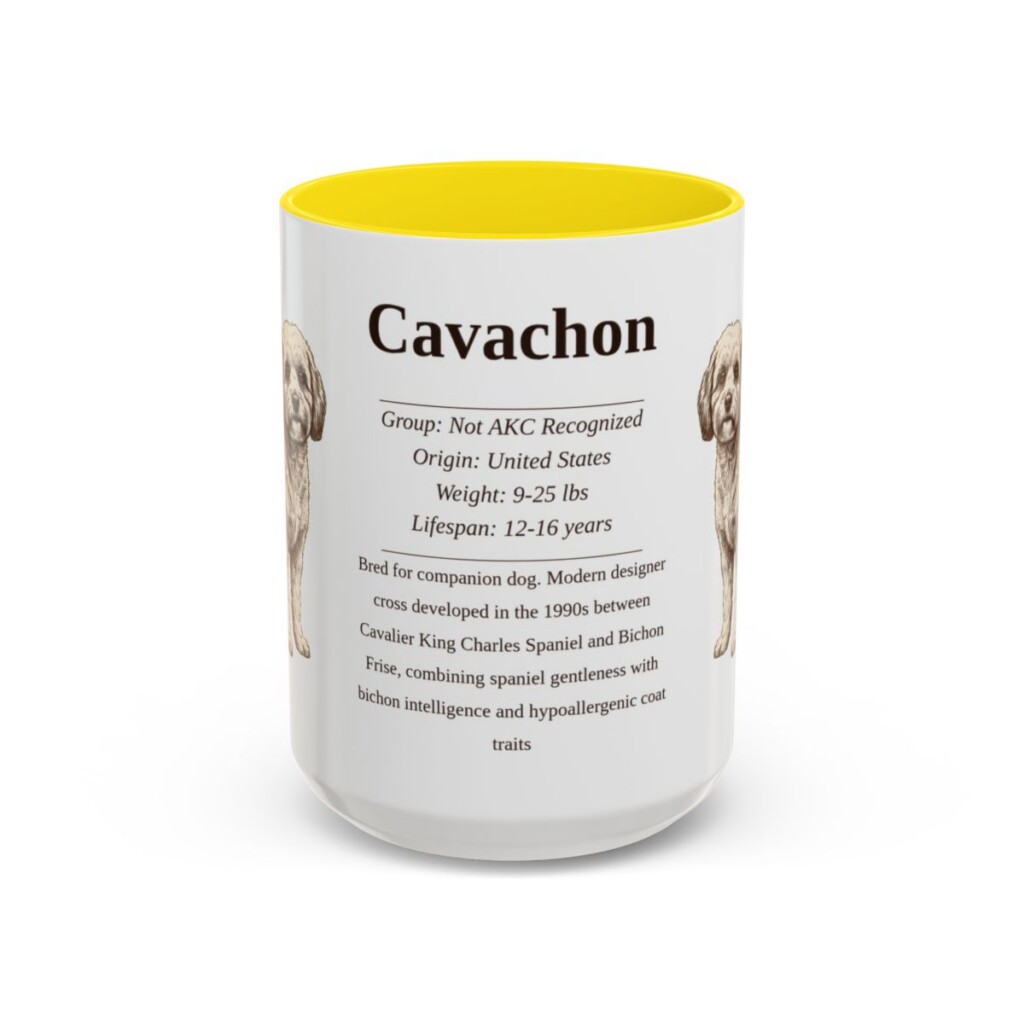 15oz Cavachon Mug, Yellow, front view