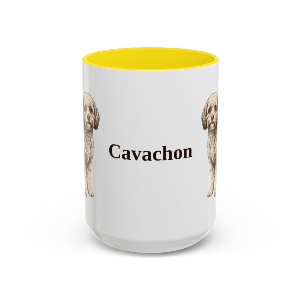 15oz Cavachon Mug, Yellow, front view