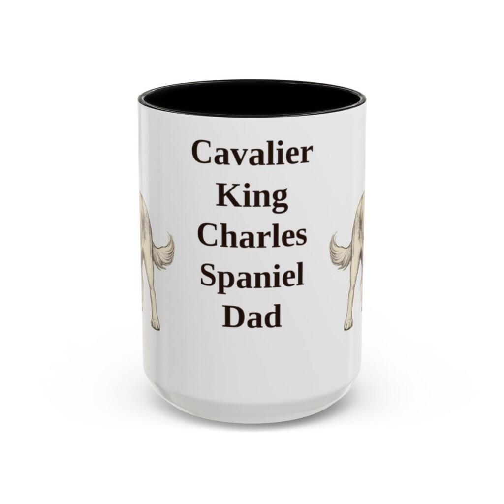 15oz Cavalier King Charles Spaniel Dog Dad Mug, Black, front view