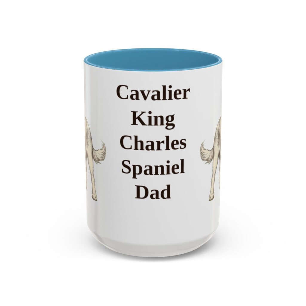 15oz Cavalier King Charles Spaniel Dog Dad Mug, Light Blue, front view