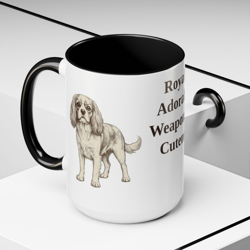 15oz Funny Cavalier King Charles Spaniel Mug, Black, lifestyle photo