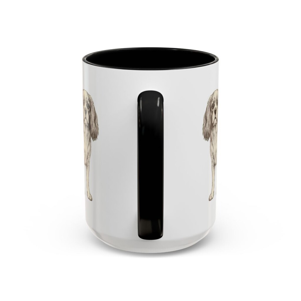 15oz Cavalier King Charles Spaniel Latin Mug, Black, back view