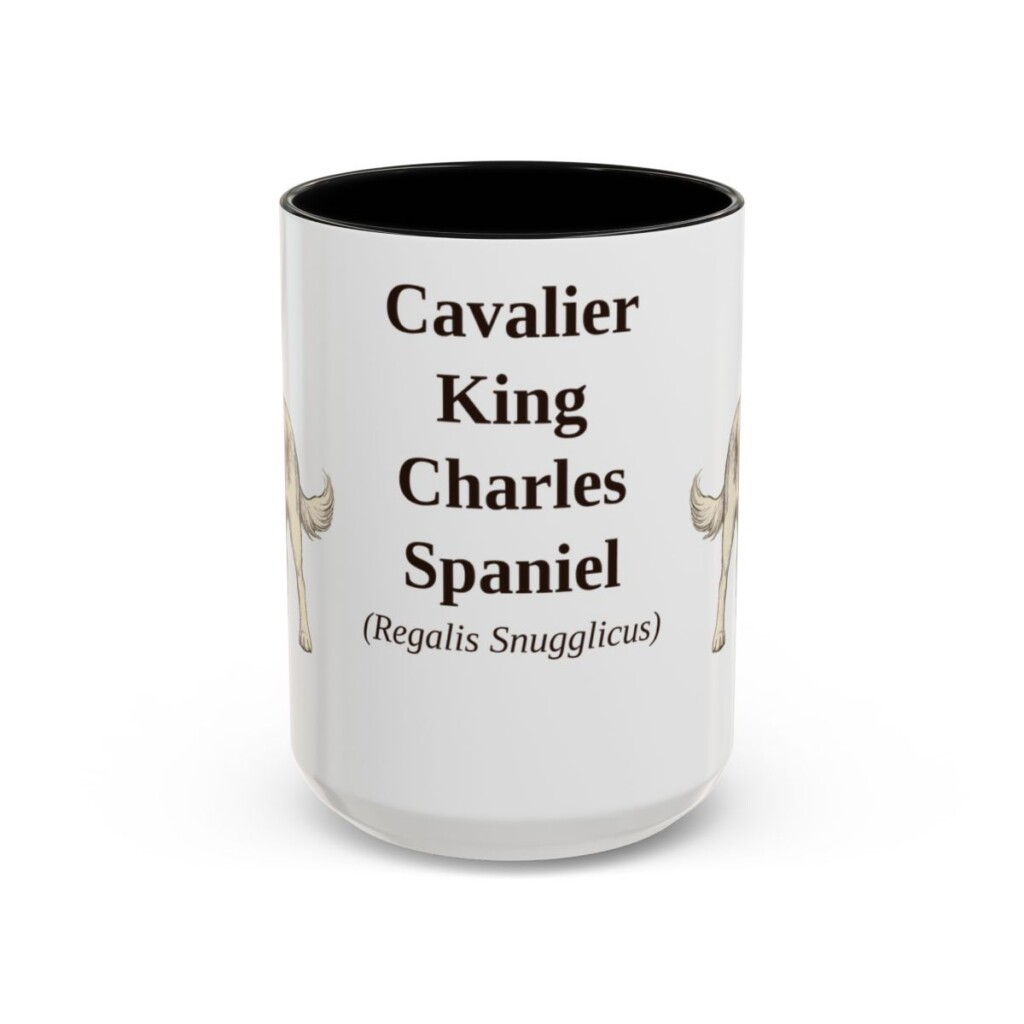 15oz Cavalier King Charles Spaniel Latin Mug, Black, front view