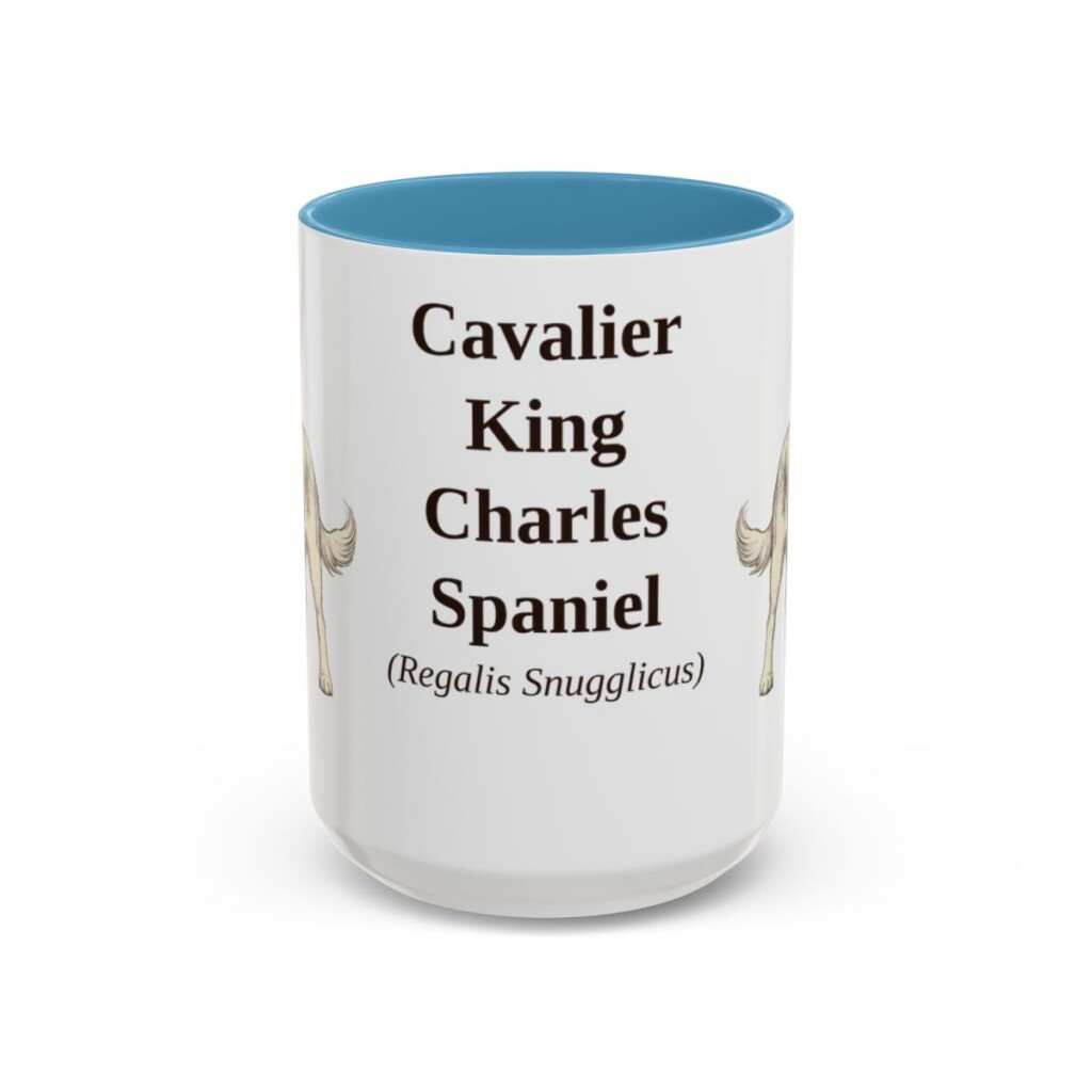 15oz Cavalier King Charles Spaniel Latin Mug, Light Blue, front view