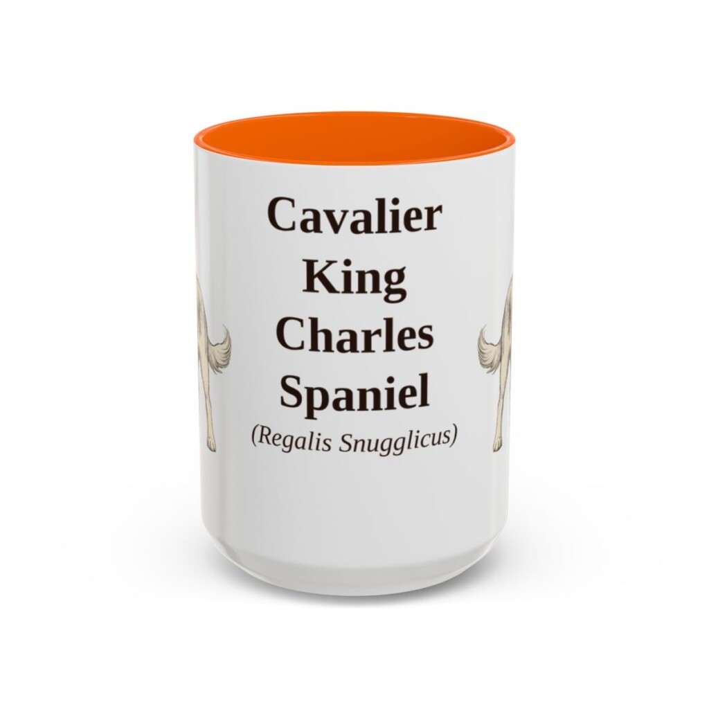 15oz Cavalier King Charles Spaniel Latin Mug, Orange, front view