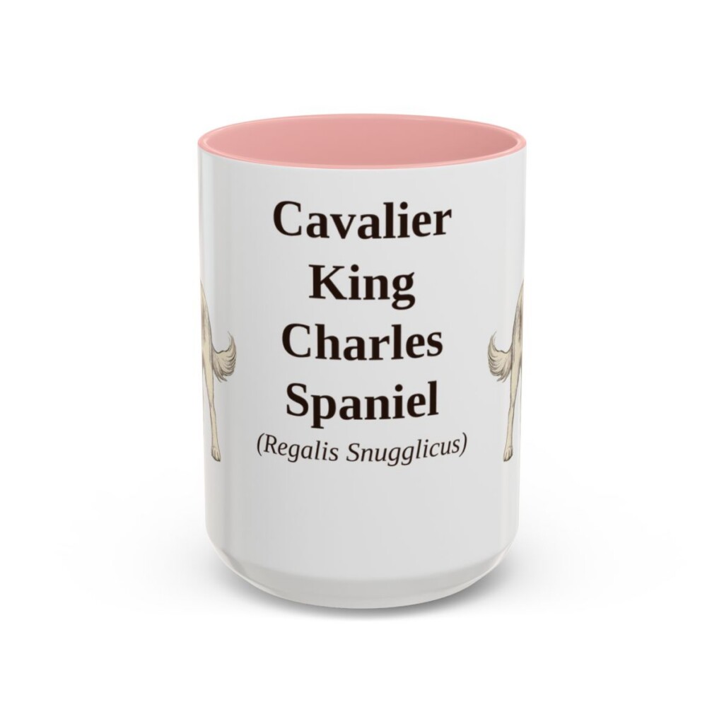 15oz Cavalier King Charles Spaniel Latin Mug, Pink, front view