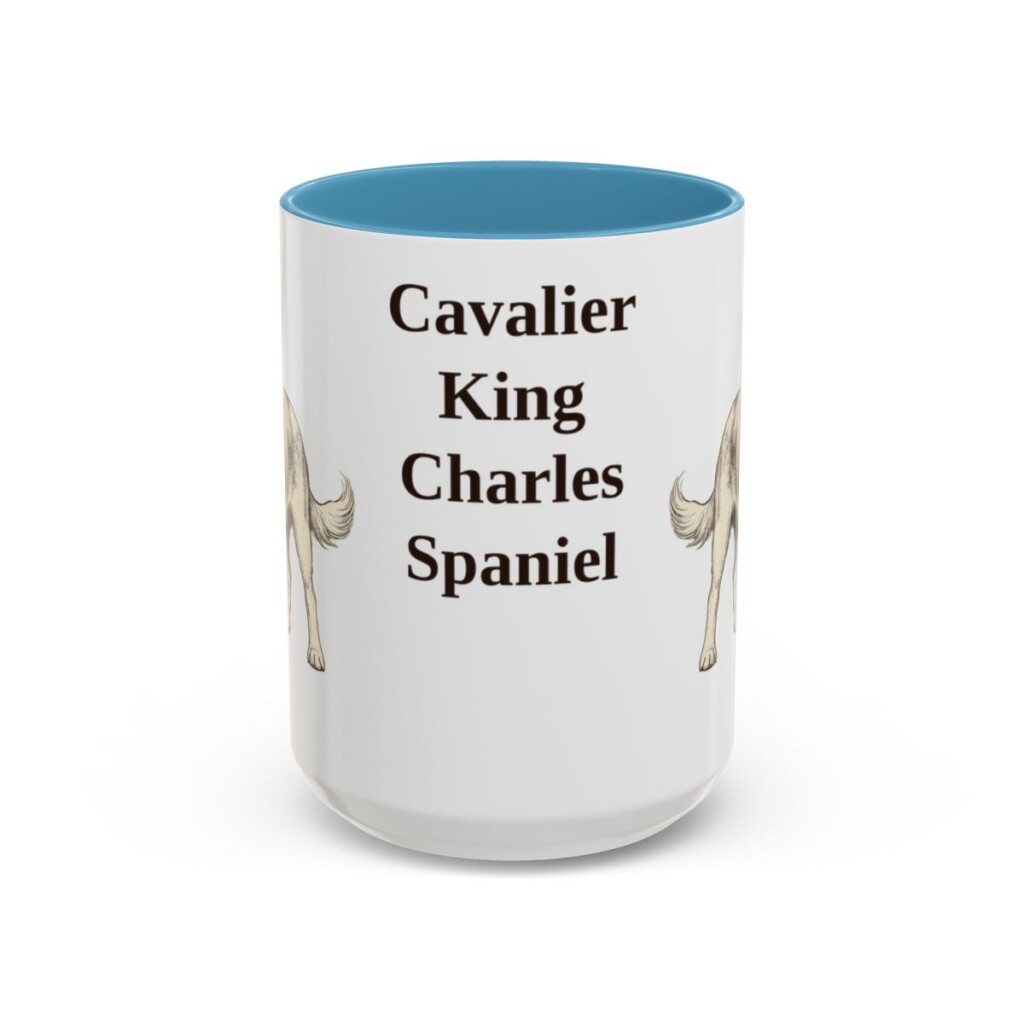 15oz Cavalier King Charles Spaniel Mug, Light Blue, front view