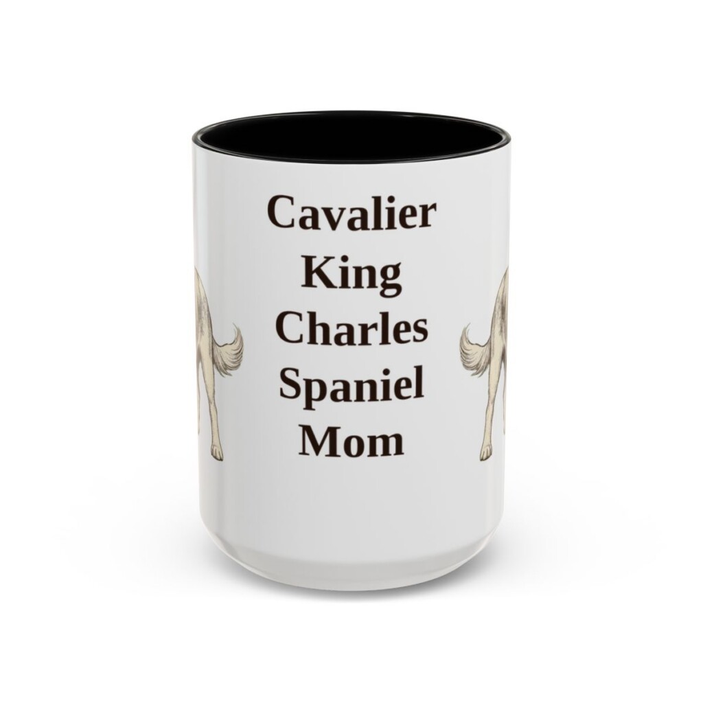 15oz Cavalier King Charles Spaniel Dog Mom Mug, Black, front view