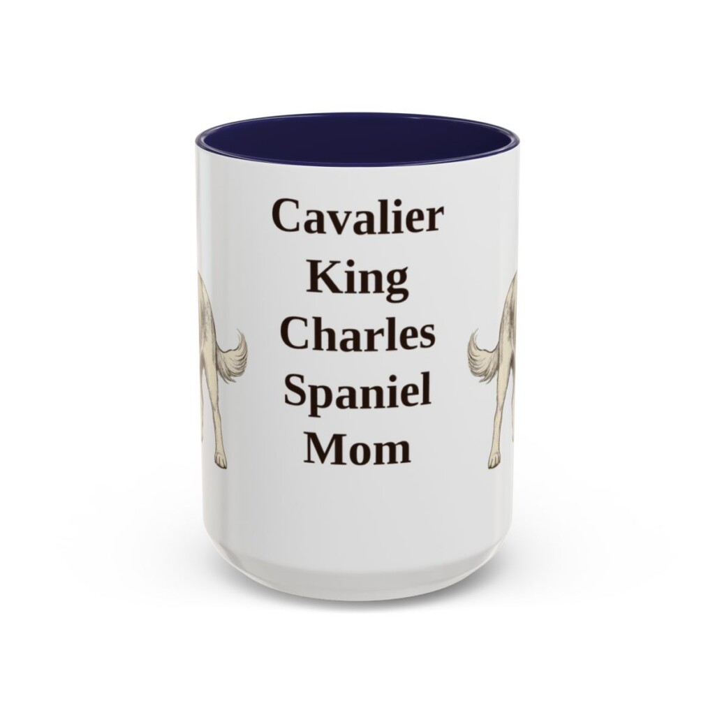 15oz Cavalier King Charles Spaniel Dog Mom Mug, Navy, front view