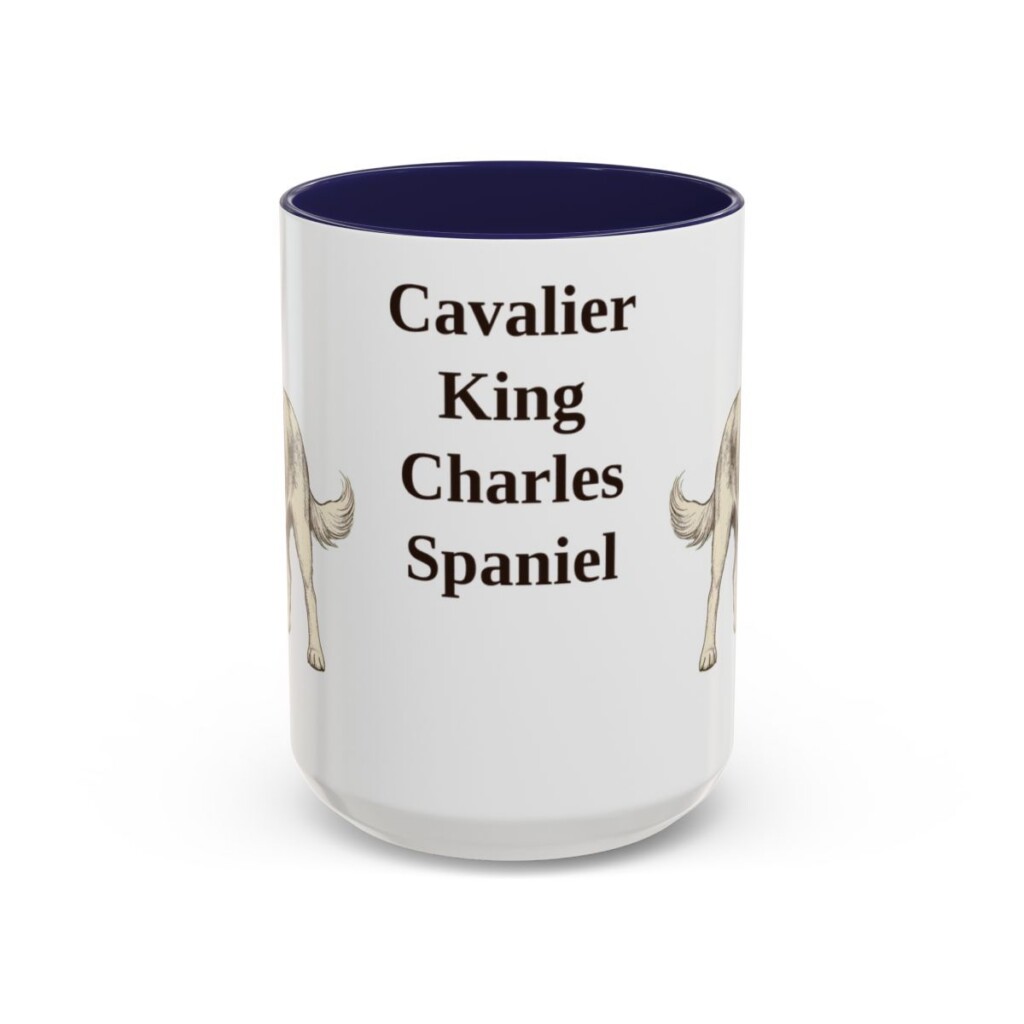 15oz Cavalier King Charles Spaniel Mug, Navy, front view
