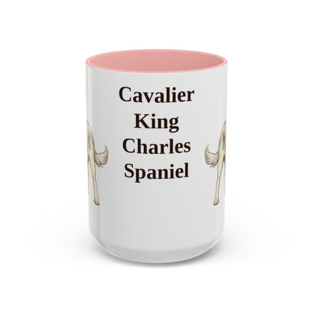 15oz Cavalier King Charles Spaniel Mug, Pink, front view