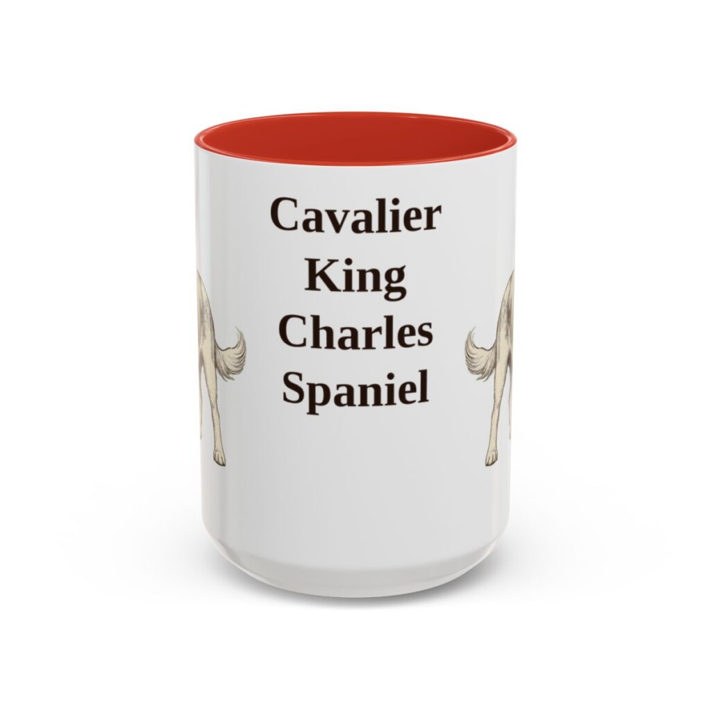 15oz Cavalier King Charles Spaniel Mug, Red, front view