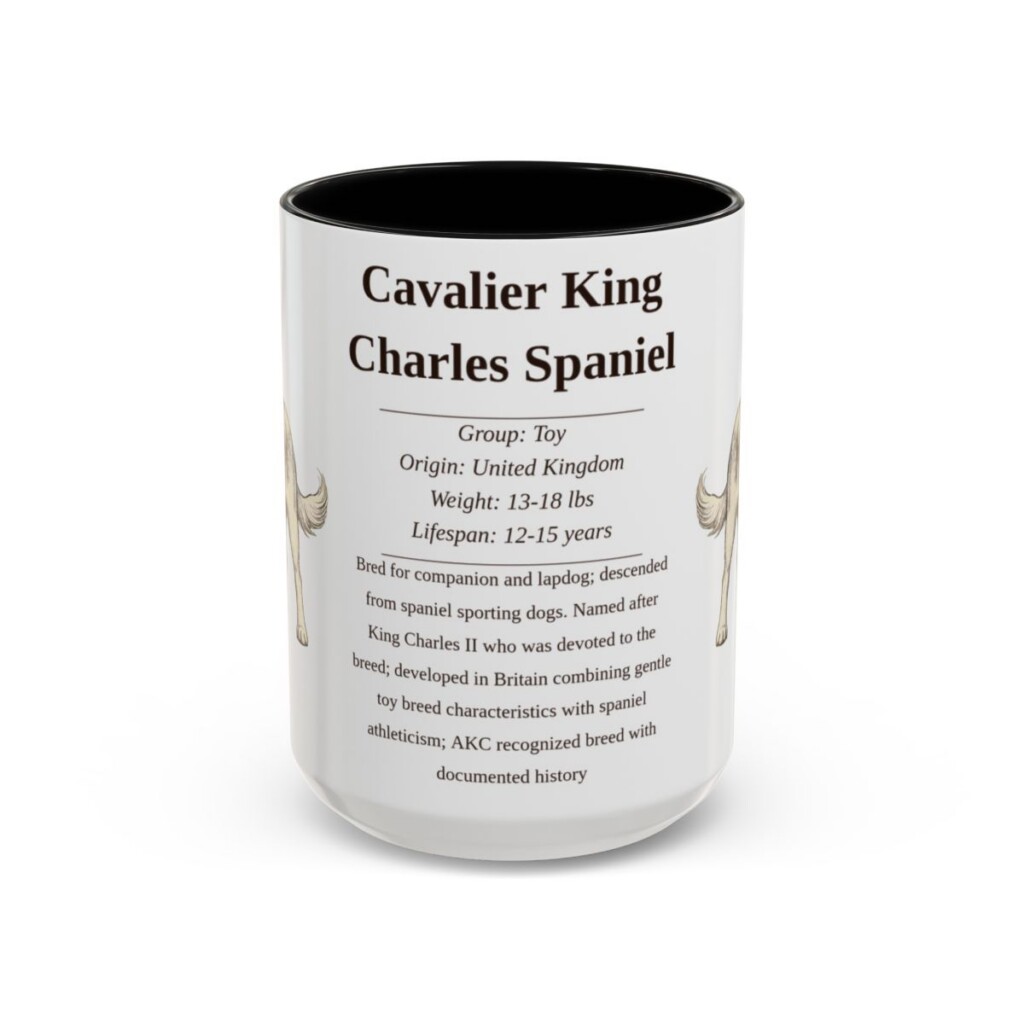 15oz Cavalier King Charles Spaniel Mug, Black, front view