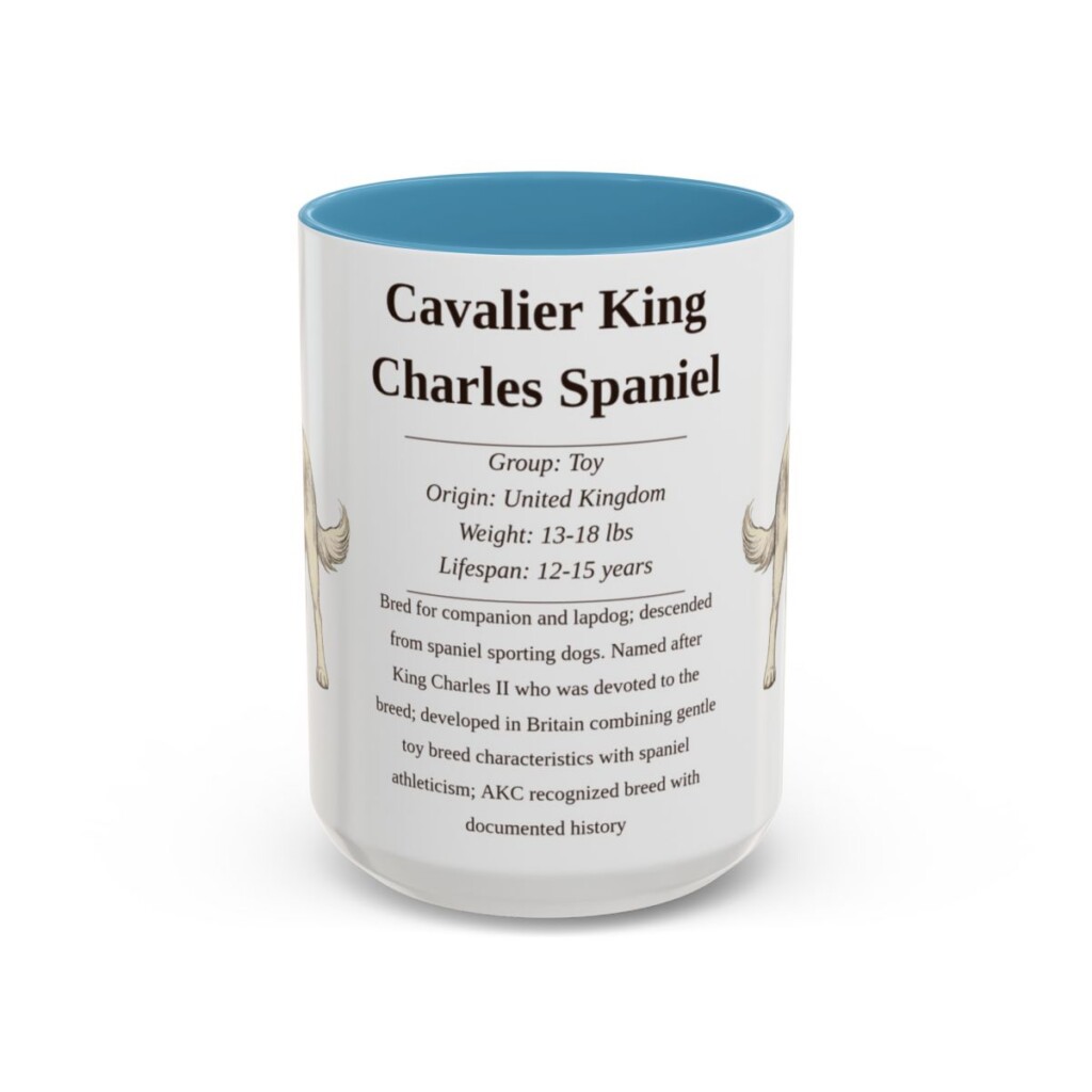 15oz Cavalier King Charles Spaniel Mug, Light Blue, front view