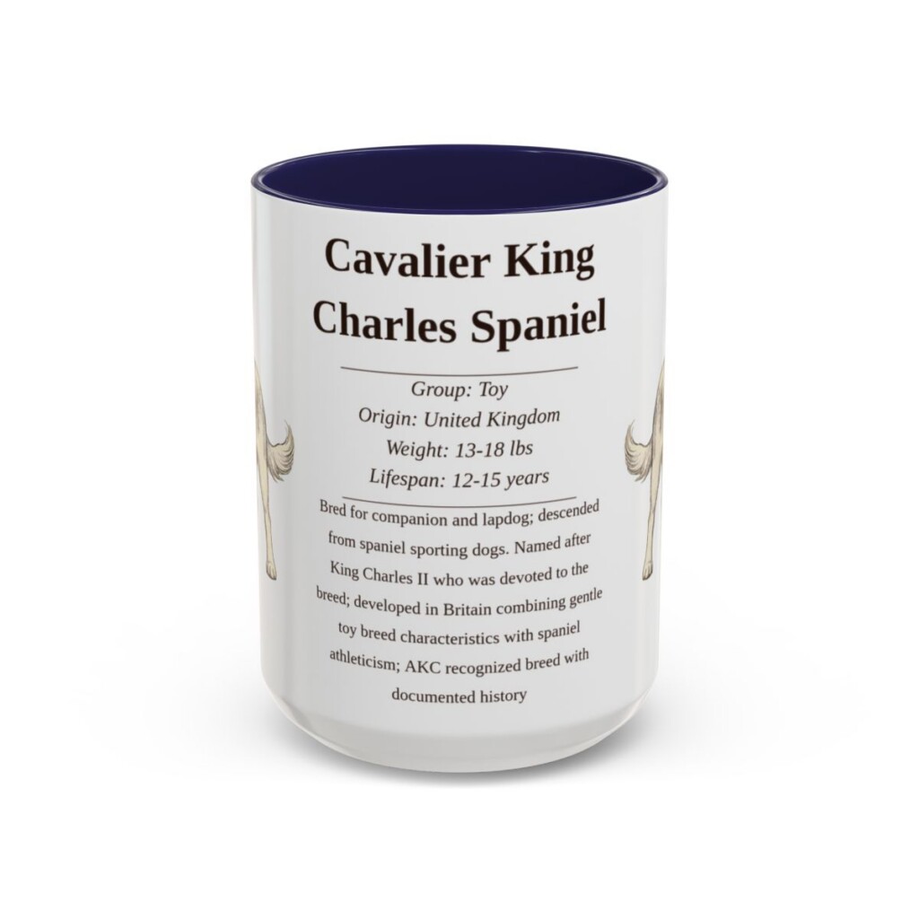 15oz Cavalier King Charles Spaniel Mug, Navy, front view