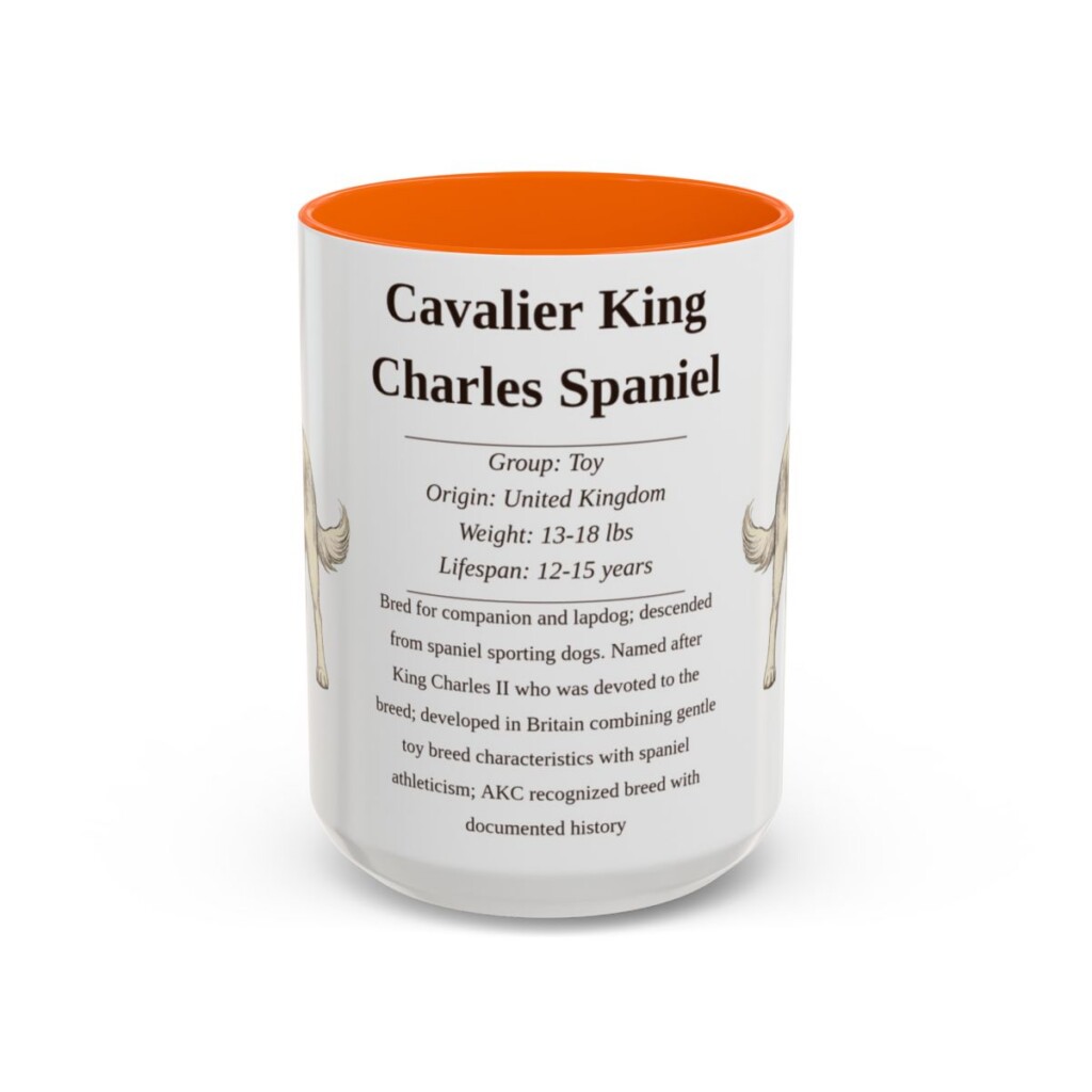 15oz Cavalier King Charles Spaniel Mug, Orange, front view