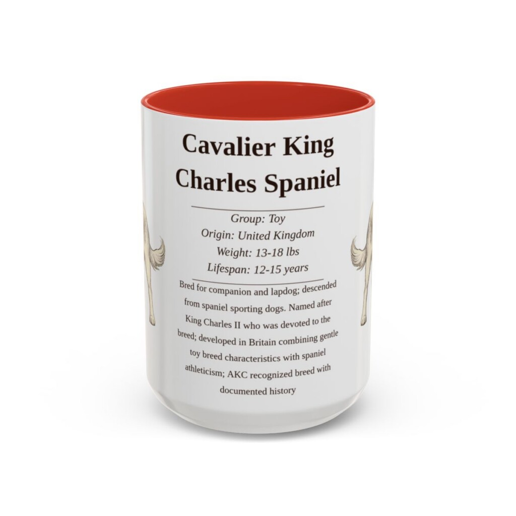15oz Cavalier King Charles Spaniel Mug, Red, front view